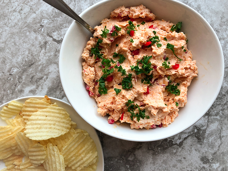 Bowl of pimento cheese spread