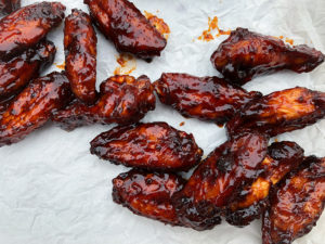Sweet Barbecue Smoked Chicken Wings close up