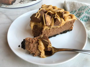 Chocolate Peanut Butter Cup Cheesecake, gluten free cheesecake slice