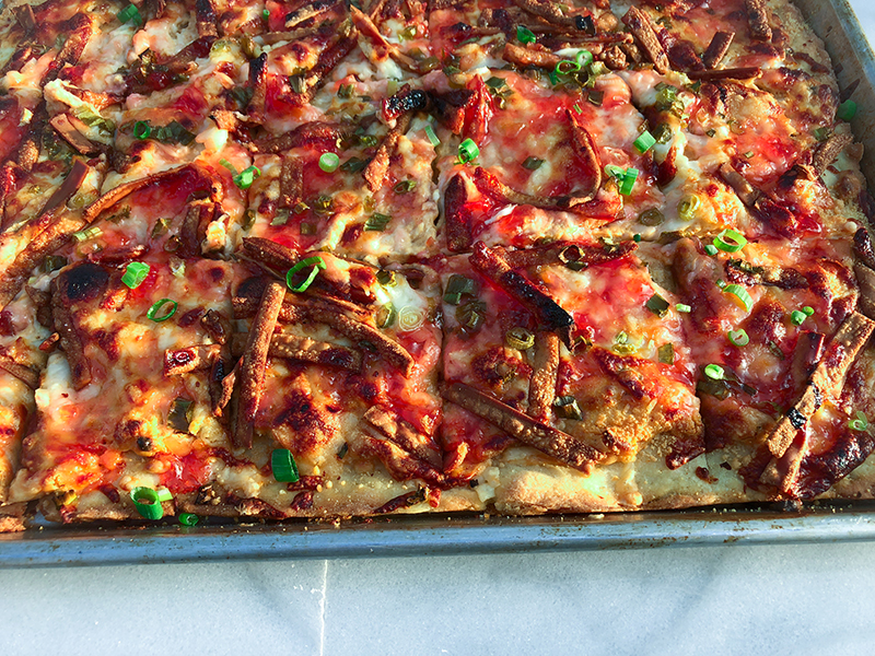 Crab Rangoon Pizza with gluten free crust.