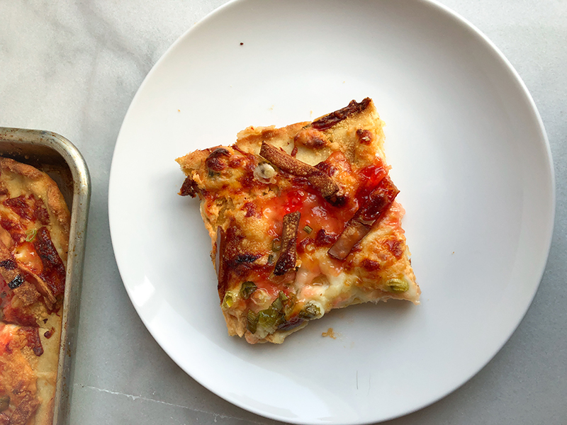 Crab Rangoon Pizza with gluten free crust.