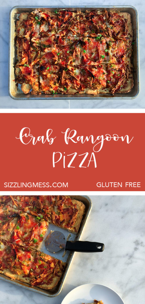 Crab Rangoon Pizza with gluten free crust. Like Fong's Pizza.
