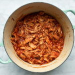 Shredded Chipotle Chicken in dutch oven