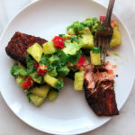 Blackened Salmon with pineapple avocado salsa